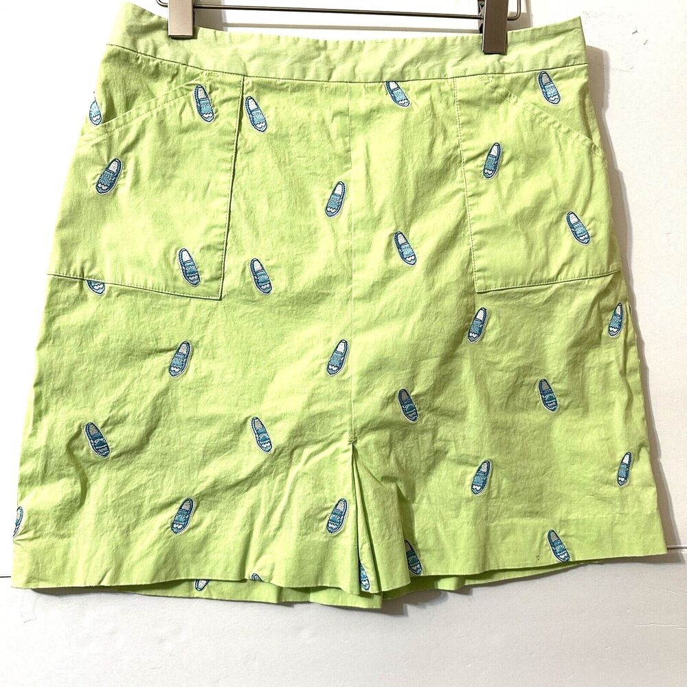 Vintage Lilly Pulitzer Skort Women's Green Embroidered blue Shoe Print mini 8